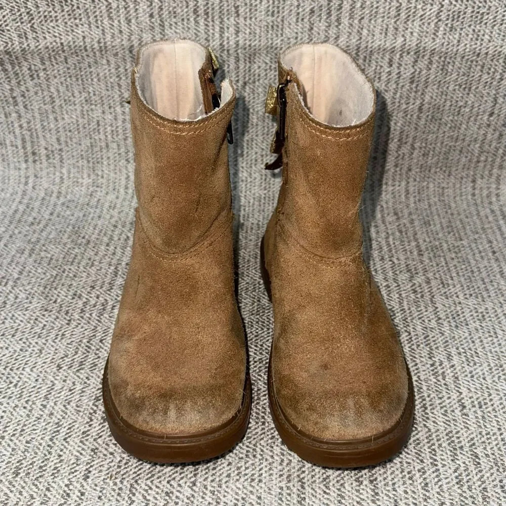 UGG chestnut Brown Suede Zip Comfort Ankle Winter Boots Bootie size 12c